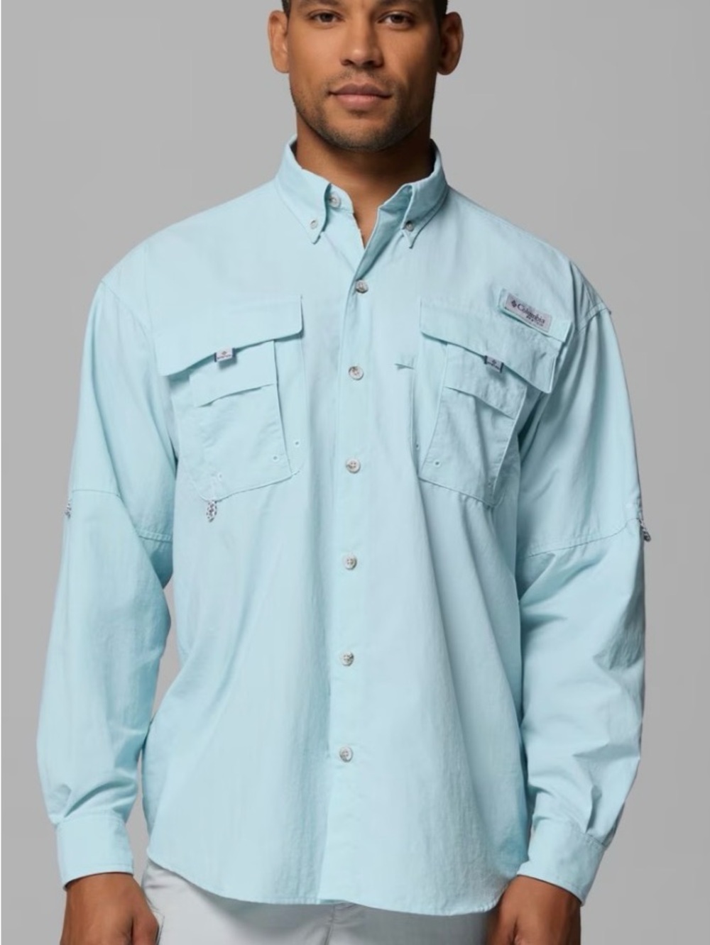 Columbia Men's Light Blue Long-Sleeve Fishing Shirt PFG